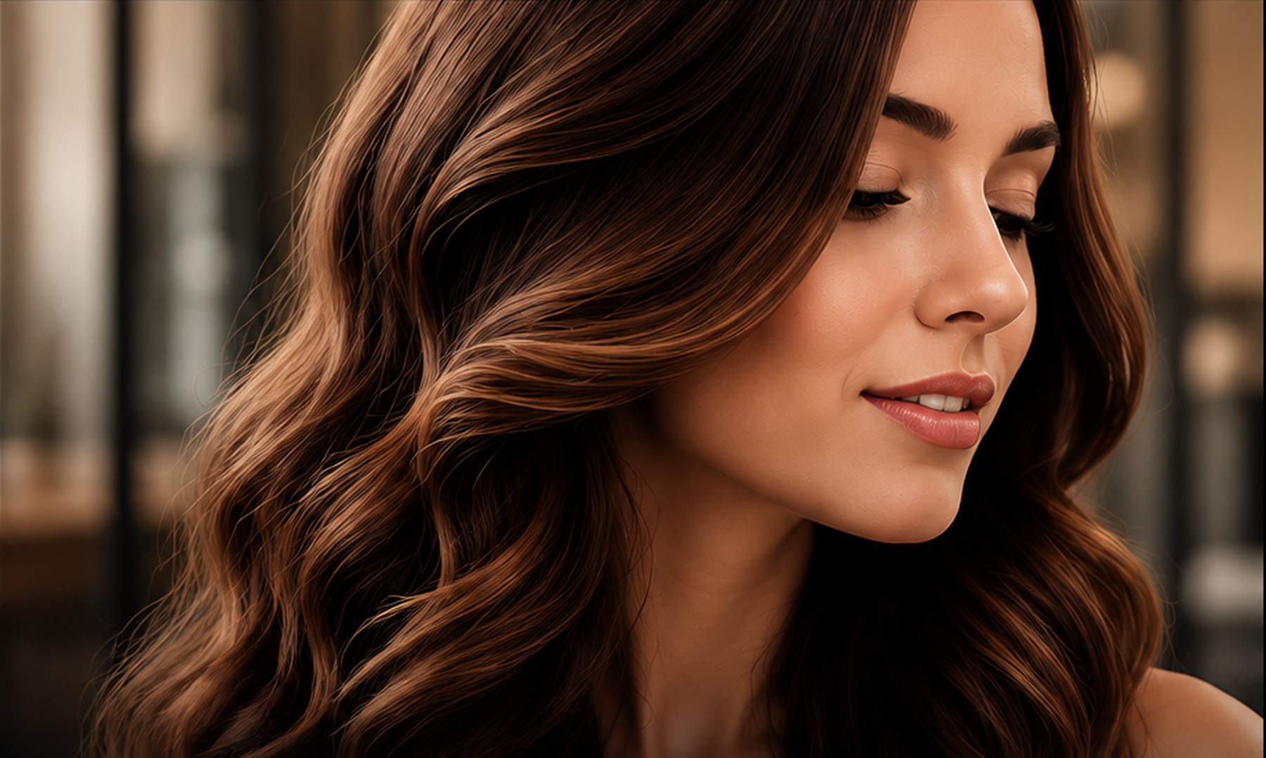 Client with polished brunette waves